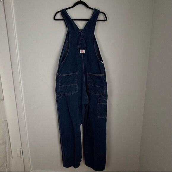 Vintage Round House Blue Denim Overalls Size 38  Unisex Normcore Farm Workwear - Picture 2 of 14